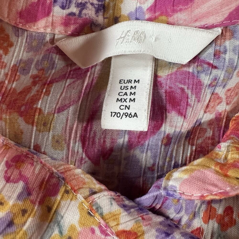 H&M Multicolor Floral Button-Up Collared Long Sleeve Blouse M - Picture 2 of 7